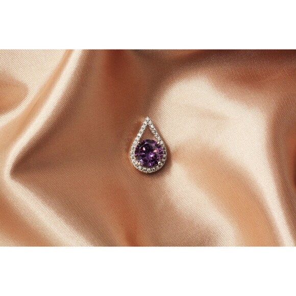 925 Sterling Silver AMETHYST CUTE Gemstone Pendant Necklace - Picture 2 of 10